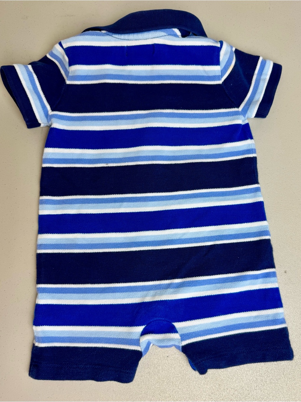 Polo Ralph Lauren Baby Boys Blue Short-Sleeve Striped Romper Shortall One pc 3M - Picture 5 of 6